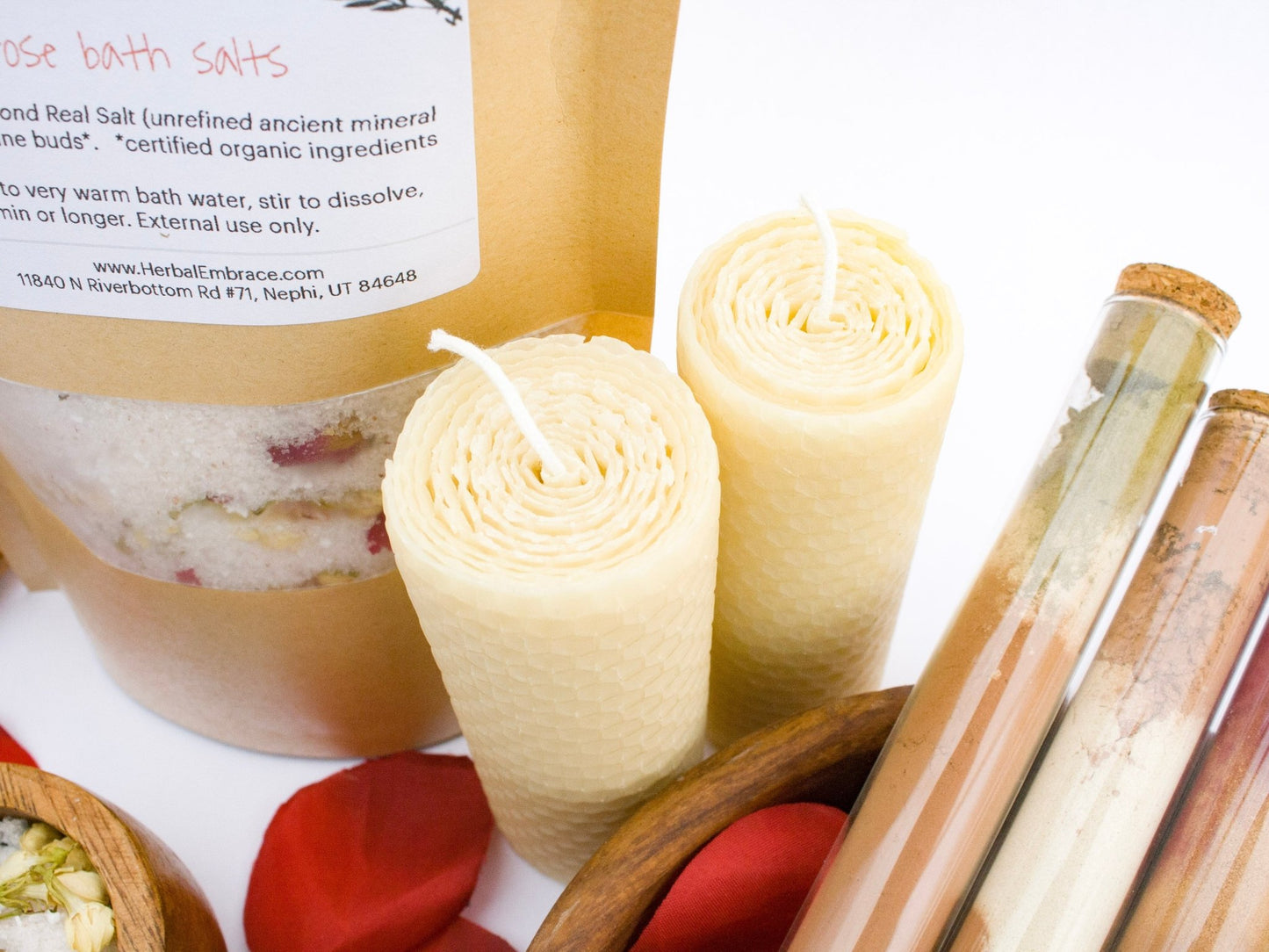 4 Inch Tall 1.5 Inch Diameter Hand - rolled Beeswax Candle - BUNDLE of 2 - Herbal Embrace