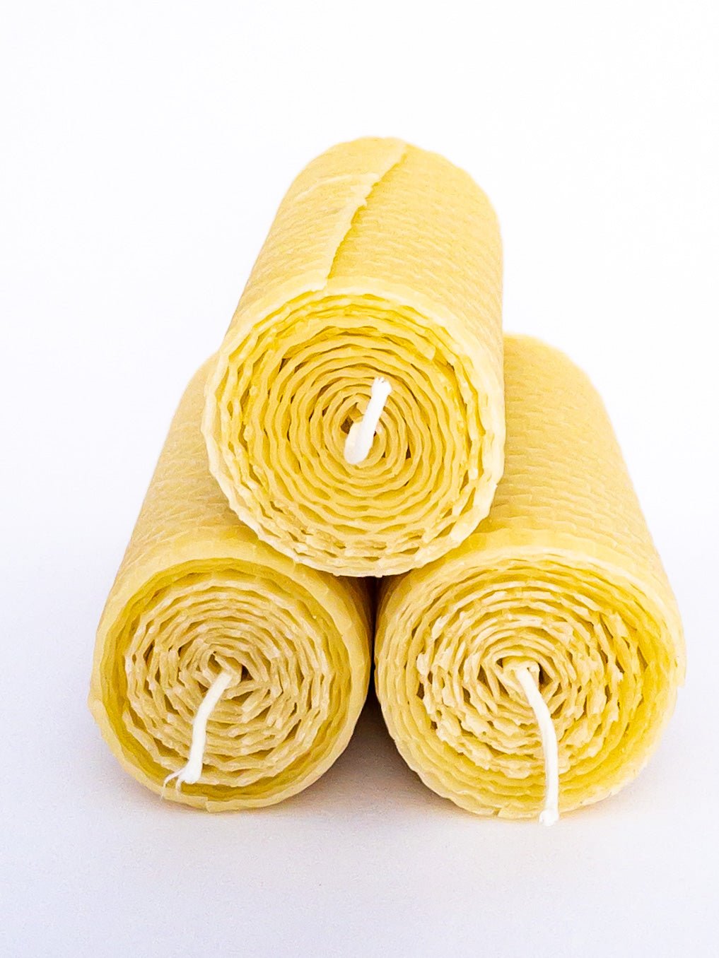 4 Inch Tall 1.5 Inch Diameter Hand - rolled Beeswax Candle - BUNDLE of 3 - Herbal Embrace