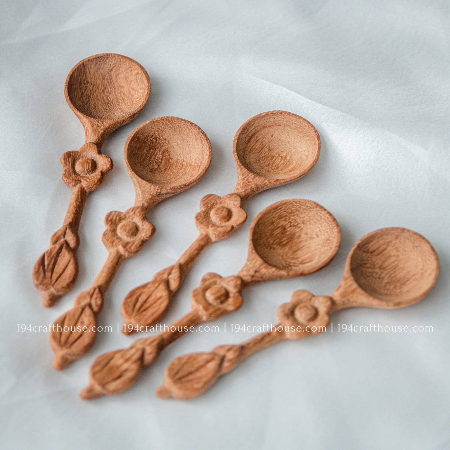 Flower Handle Wooden Spices Small Spoons - Measuring Spoons