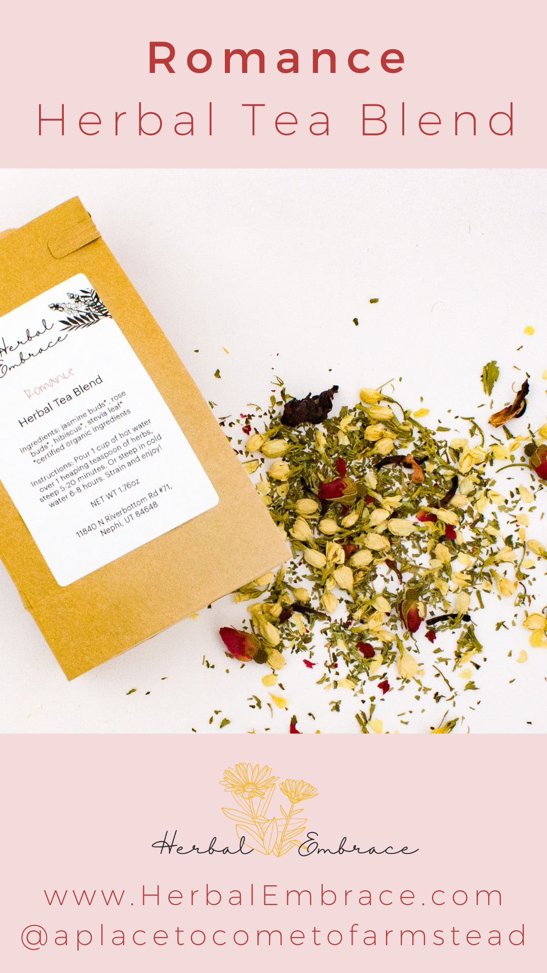 Jasmine & Rose Herbal Loose-Leaf Tea Blend 1.76oz Add-On Gift