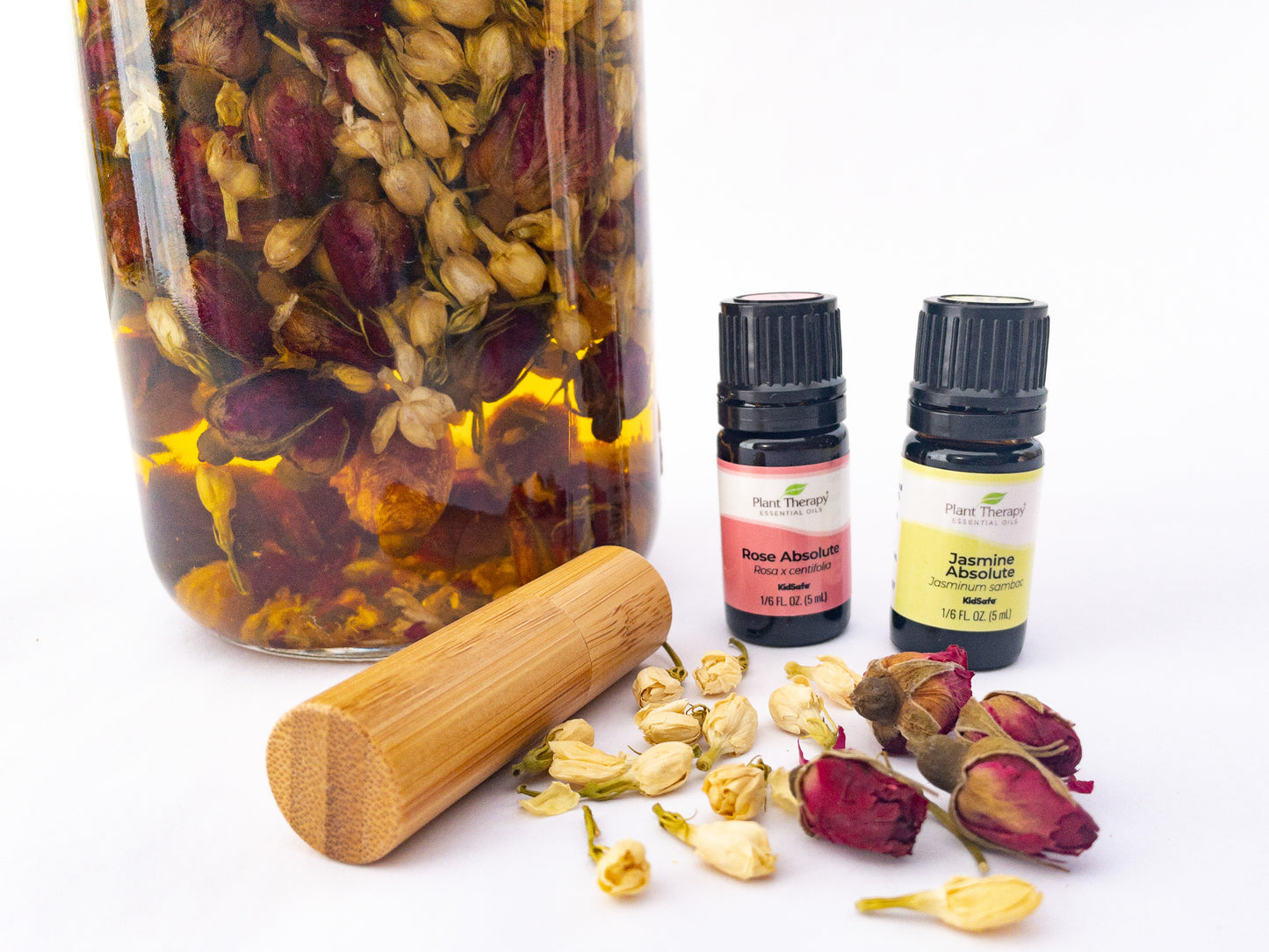 Jasmine & Rose Bud Infused Oil for Massage Oil, Facial Serum Oil, Natural Perfume, Hair Oil