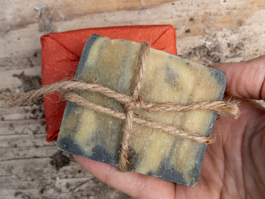 green charcoal variegated soap for dirt