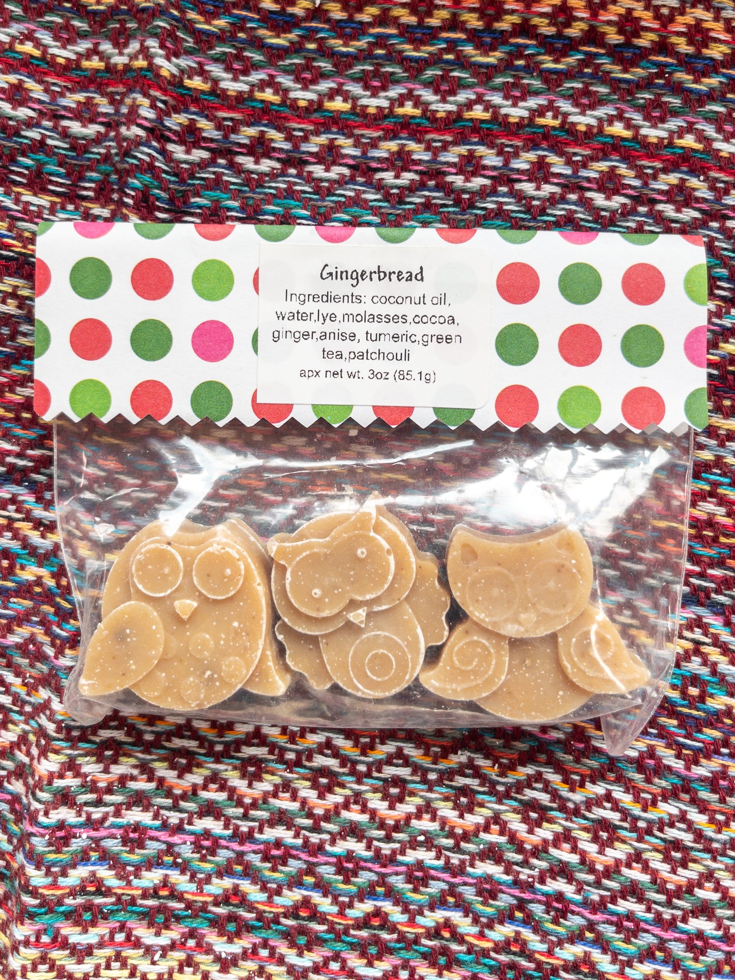 Gingerbread scented set of 3 Owls Mini Soap Set