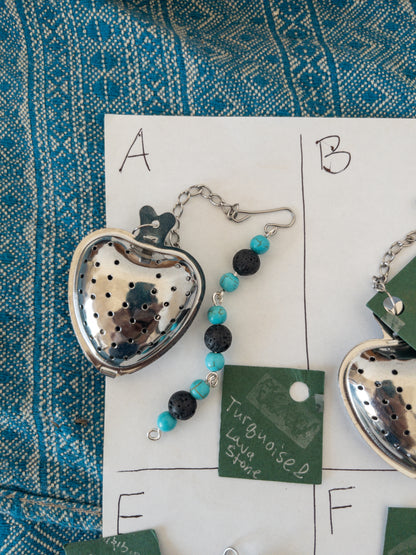 Heart-Shaped Stainless Steel Tea Infuser with Natural Stone Charms