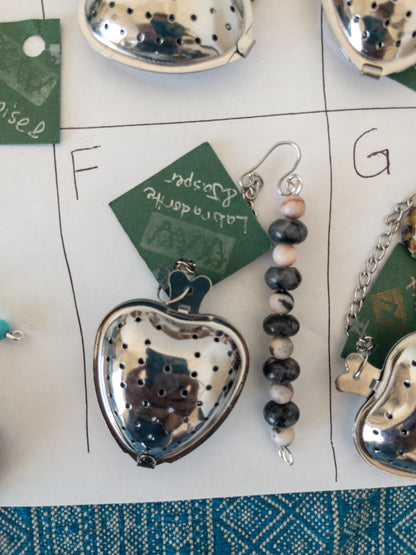 Heart-Shaped Stainless Steel Tea Infuser with Natural Stone Charms