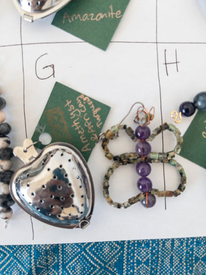 Heart-Shaped Stainless Steel Tea Infuser with Natural Stone Charms