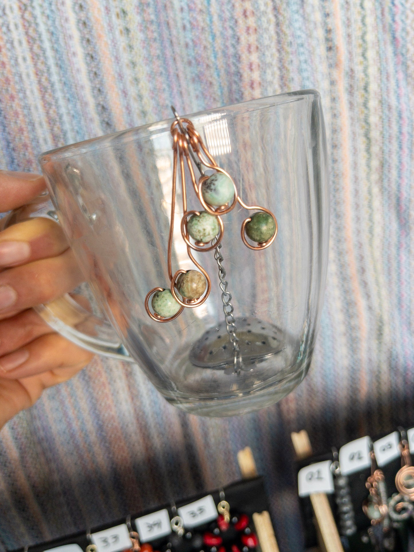 Heart-Shaped Stainless Steel Tea Infuser with Natural Stone Charms