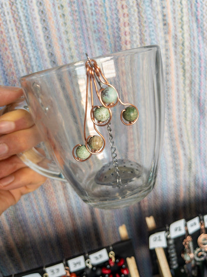 Heart-Shaped Stainless Steel Tea Infuser with Natural Stone Charms