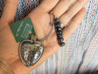 Heart-Shaped Stainless Steel Tea Infuser with Natural Stone Charms