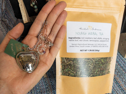 Heart-Shaped Stainless Steel Tea Infuser with Natural Stone Charms