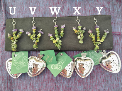 Heart-Shaped Stainless Steel Tea Infuser with Natural Stone Charms