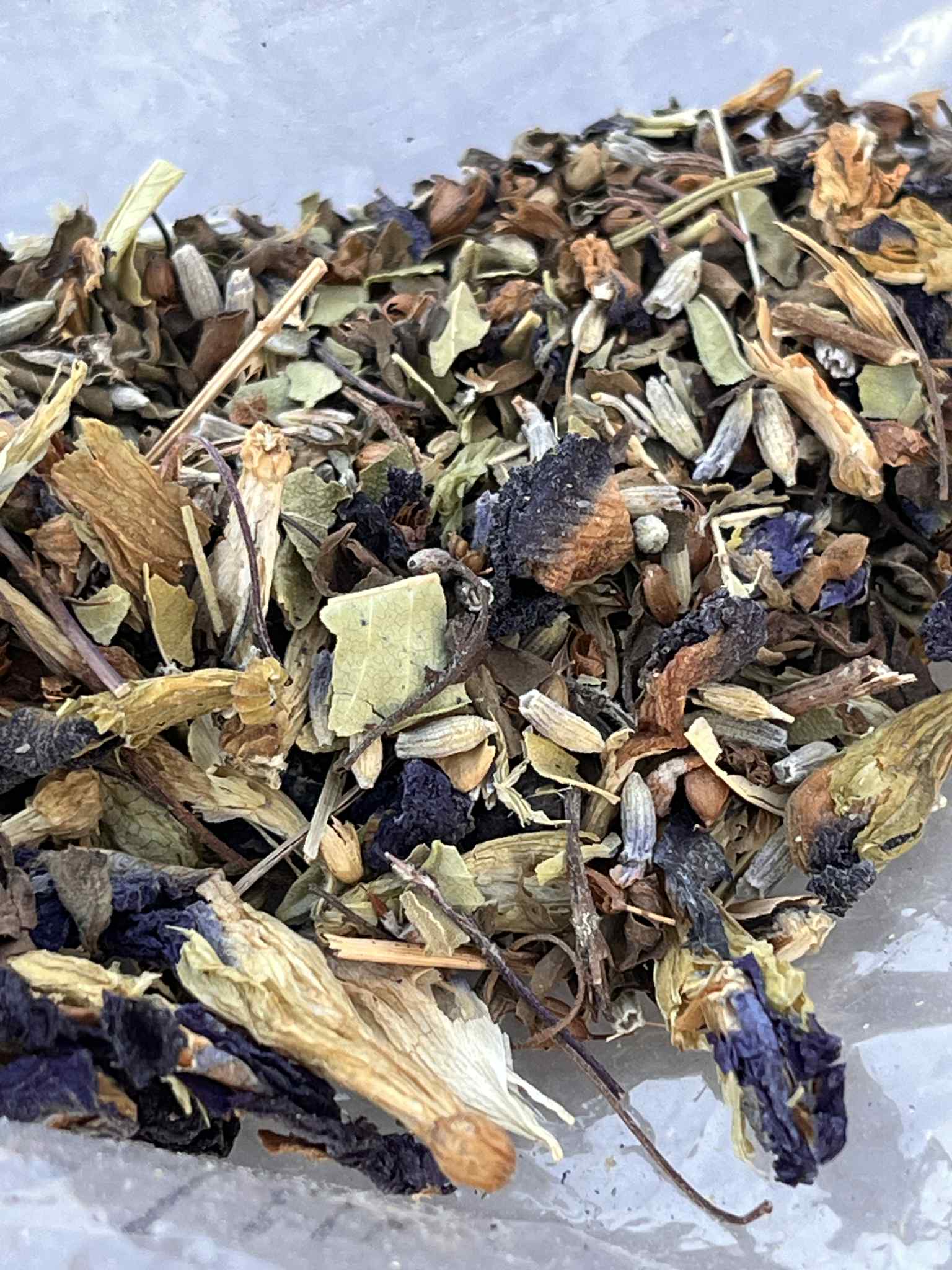 butterfly bliss herbal tea blend butterfly pea flower tea blue tea lemon verbena tea lavender tea tulsi tea holy basil tea nervous system tea postpartum tea nursing-friendly tea kid-friendly tea child-safe tea color-changing tea