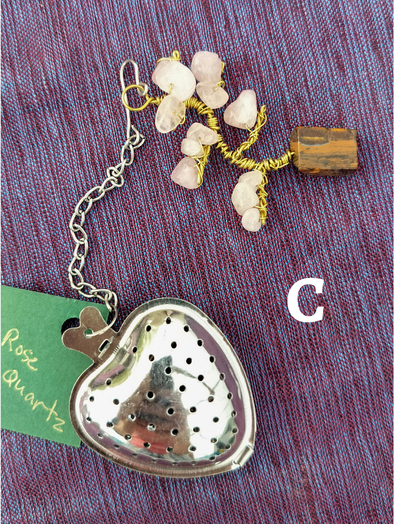 Heart-Shaped Stainless Steel Tea Infuser with Natural Stone Charms