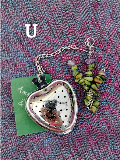 Heart-Shaped Stainless Steel Tea Infuser with Natural Stone Charms