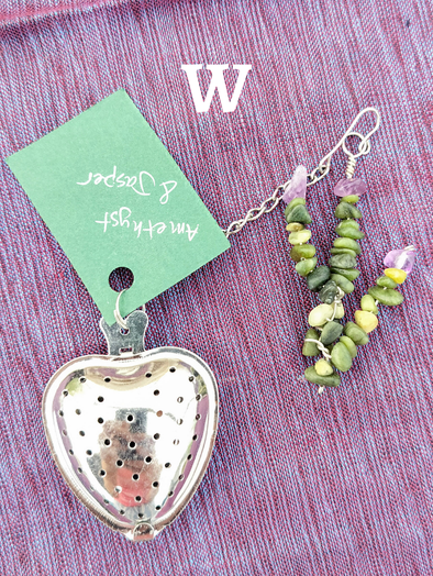 Heart-Shaped Stainless Steel Tea Infuser with Natural Stone Charms