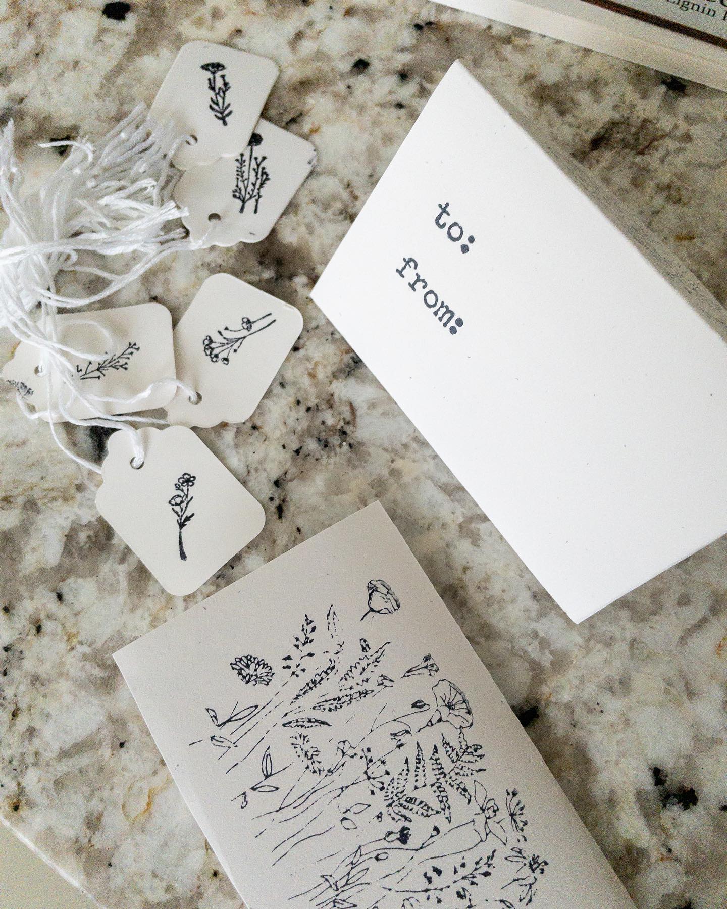 Set of 5 Herb-Themed Hand-Stamped BLANK Gift Card 4.25x2.75"